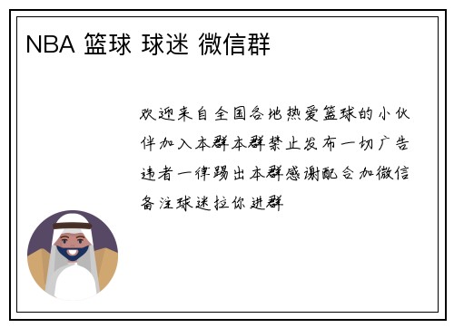 NBA 篮球 球迷 微信群